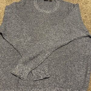 Joseph Abboud Blue and Gray Cotton Linen Crewneck Sweater